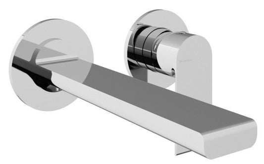Rubinetterie Treemme 3M Bamboo RWIT 50C5 CC 01 + RWIT 51A5 ZZ 01 Miscelatore Monocomando Lavabo Incasso 185 Completo Parete 1 Leva 2 Fori Miscelazione Meccanica Moderno Lunghezza Bocca 205 mm Ottone Cromato Parte Interna Esterna Incluse