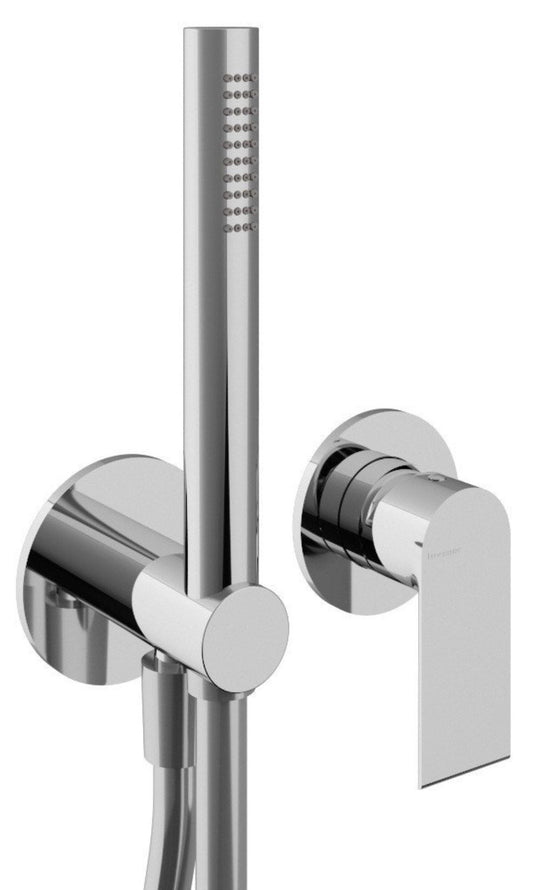 Rubinetterie Treemme 3M Bamboo RWIT 50D4 CC 01 + RWIT 51A5 ZZ 01 Miscelatore Doccia Incasso Meccanico Parete Doccetta Flessibile Forma Tonda 2 Fori Monocomando 1 Leva 1 Via Stile Moderno Materiale Ottone Finitura Cromata Parte Interna Esterna Incluse