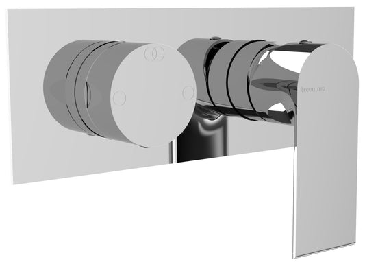 Rubinetterie Treemme 3M Bamboo RWIT 50E2 CC 01 + RWIT 22A2 ZZ 01 Miscelatore Monocomando Doccia Incasso Muro Con Deviatore 2 Uscite Meccanico Due Fori 1 Leva Con Piastra Orizzontale Staffa Per Cartongesso Ottone Cromata Parte Interna Esterna Incluse