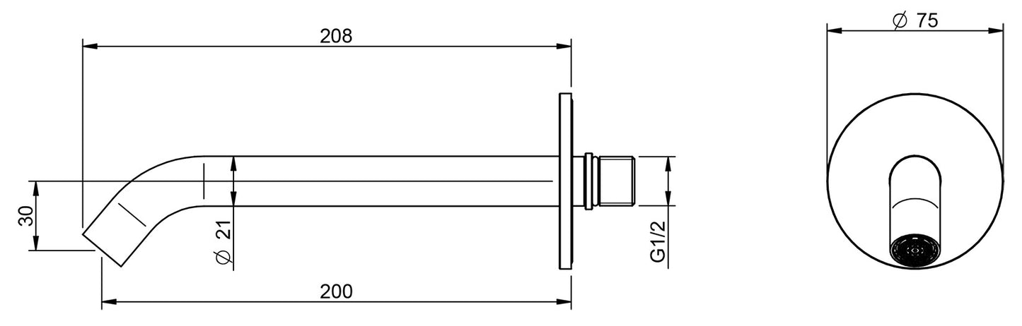 Rubinetterie Treemme 3M Electronic Washbasin Tap IT 1361 IS ZZ ZZ Bocca a Muro 200 mm Getto Erogazione Uscita Acqua Installazione Parete Stile Moderno Forma Tondo Monoforo Acciaio Inox Spazzolato Opaco Lunghezza 208 mm Portata 6 Litri Al Minuto