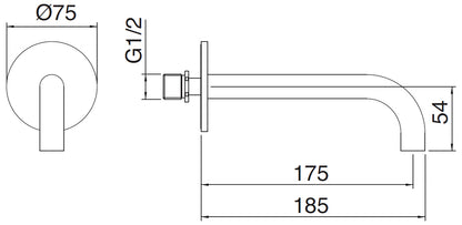 Rubinetterie Treemme 3M Electronic Washbasin Tap IT 7563 CC ZZ ZZ Bocca a Muro 175 mm Getto di Erogazione Uscita Acqua Installazione a Parete Materiale Ottone Finitura Cromata Stile Moderno Monoforo Lunghezza 185 mm Altezza 54 mm