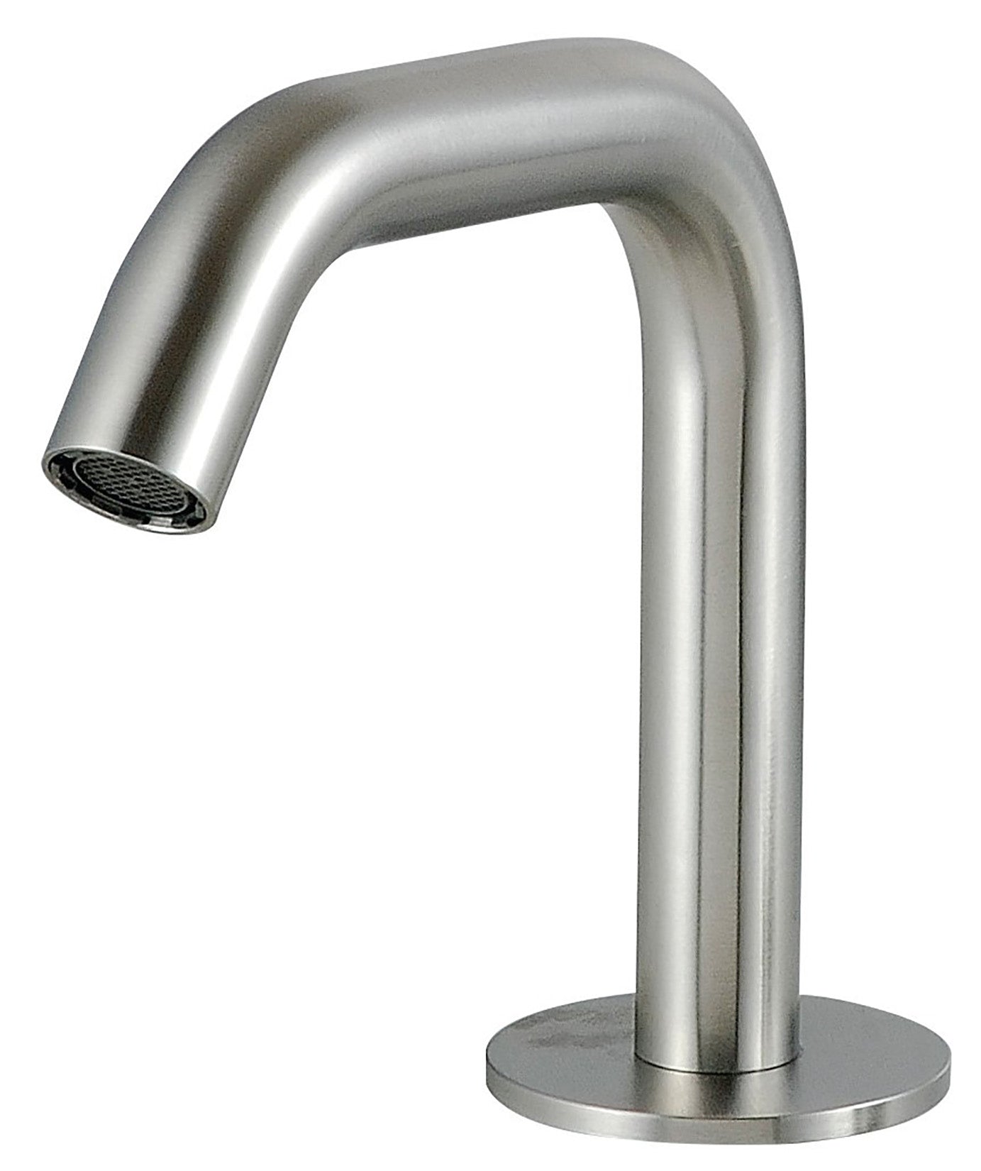 Rubinetterie Treemme 3M RWIT 1310 IS 10 Electronic Washbasin Tap Bocca Lavabo Da Piano 110 mm Getto di Erogazione Uscita Acqua Installazione Ad Appoggio Stile Moderno Forma Tonda Monoforo Altezza 150 mm Lunghezza 167 mm Acciaio Inox Spazzolato Opaco