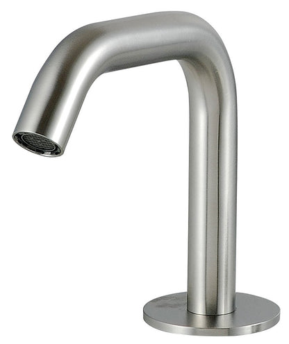 Rubinetterie Treemme 3M RWIT 1310 IS 10 Electronic Washbasin Tap Bocca Lavabo Da Piano 110 mm Getto di Erogazione Uscita Acqua Installazione Ad Appoggio Stile Moderno Forma Tonda Monoforo Altezza 150 mm Lunghezza 167 mm Acciaio Inox Spazzolato Opaco