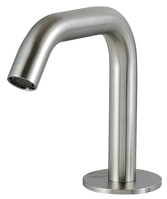 Rubinetterie Treemme 3M RWIT 1310 IS 10 Electronic Washbasin Tap Bocca Lavabo Da Piano 110 mm Getto di Erogazione Uscita Acqua Installazione Ad Appoggio Stile Moderno Forma Tonda Monoforo Altezza 150 mm Lunghezza 167 mm Acciaio Inox Spazzolato Opaco