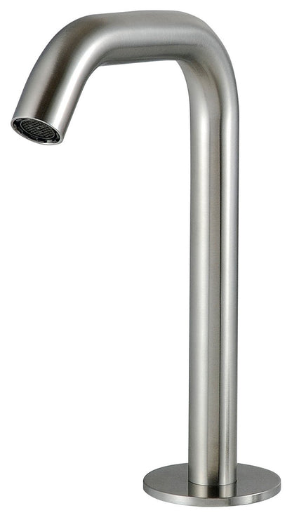 Rubinetterie Treemme 3M RWIT 1310 IS 20 Electronic Washbasin Tap Bocca Lavabo Da Piano 180 mm Getto di Erogazione Uscita Acqua Installazione Ad Appoggio Stile Moderno Forma Tonda Monoforo Altezza 220 mm Lunghezza 167 mm Acciaio Inox Spazzolato Opaco