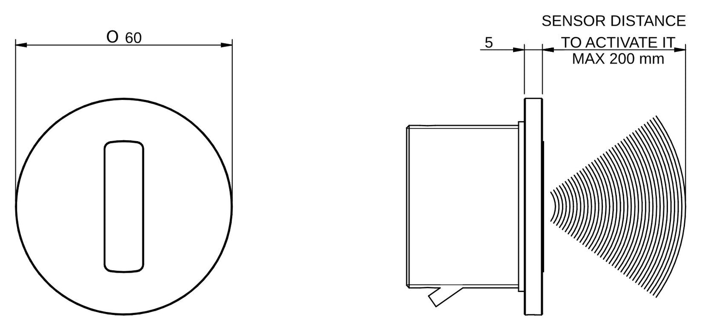 Rubinetterie Treemme 3M Electronic Washbasin Tap RWIT 2295 CC 40 + RWIT 6B95 ZZ 01 Sensore Fotocellula Infrarossi Verticale Muro Alimentazione Elettrica Standard Solo Acqua Fredda Forma Tonda Monoforo Parte Interna Incasso Esterna Incluse Ottone Cromato