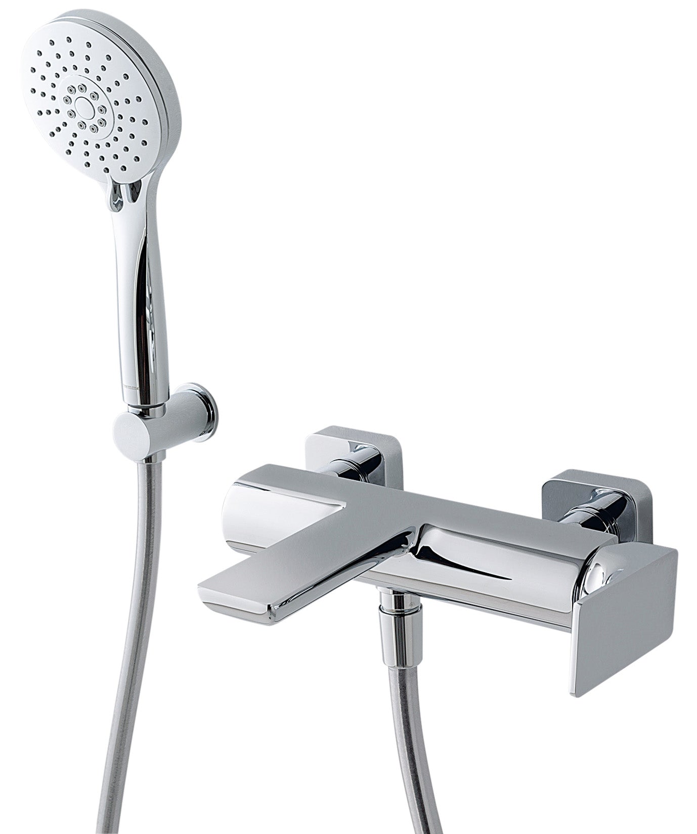 Rubinetterie Treemme 3M Hask IT 6A00 CC HA ZZ Miscelatore Vasca Esterno Muro Monocomando Meccanico 3 Fori Ottone Cromato 1 Leva Stile Moderno Doccetta Estraibile ABS Flessibile PVC