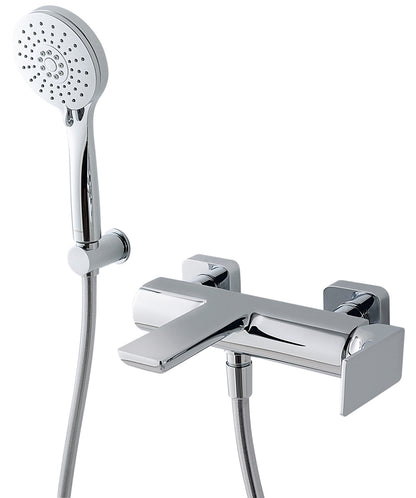 Rubinetterie Treemme 3M Hask IT 6A00 CC HA ZZ Miscelatore Vasca Esterno Muro Monocomando Meccanico 3 Fori Ottone Cromato 1 Leva Stile Moderno Doccetta Estraibile ABS Flessibile PVC