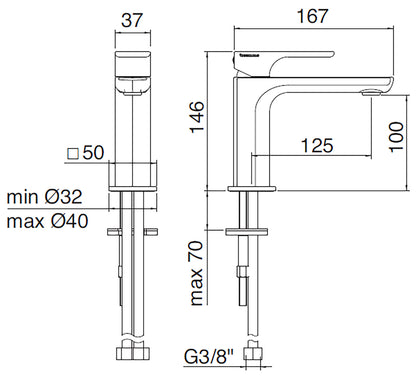 Rubinetterie Treemme 3M Hask IT 6A11 CC HA ZZ Miscelatore Lavabo 100 mm Monocomando Appoggio 1 Leva Monoforo Stile Moderno Altezza 146 mm Lunghezza 167 mm Areatore Orientabile Materiale Ottone Finitura Cromato
