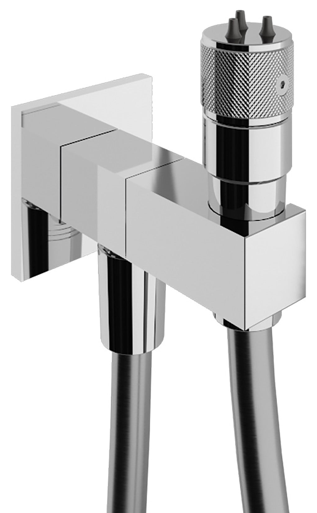 Rubinetterie Treemme 3M Hask RWIT 6565 CC 10 Idroscopino Con Doccetta Stilo Rotonda in Metallo Per WC Flessibile in PVC 1 Metro Supporto a Muro Quadro Materiale Ottone Finitura Cromato