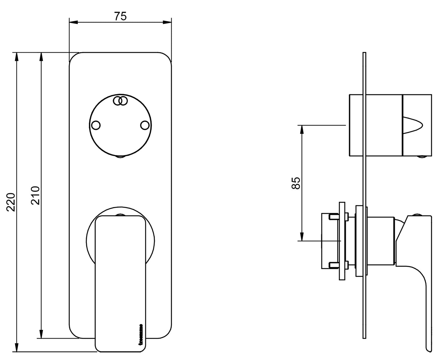 Rubinetterie Treemme 3M Hask RWIT 6AA2 CC 01 + RWIT 22A2 ZZ 01 Miscelatore Monocomando Doccia Incasso Muro Con Deviatore 2 Uscite Meccanico Due Fori 1 Leva Con Piastra Verticale Staffa Per Cartongesso Ottone Cromata Parte Interna Esterna Incluse
