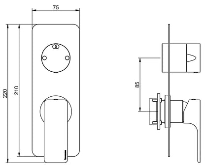 Rubinetterie Treemme 3M Hask RWIT 6AA2 CC 01 + RWIT 22A2 ZZ 01 Miscelatore Monocomando Doccia Incasso Muro Con Deviatore 2 Uscite Meccanico Due Fori 1 Leva Con Piastra Verticale Staffa Per Cartongesso Ottone Cromata Parte Interna Esterna Incluse