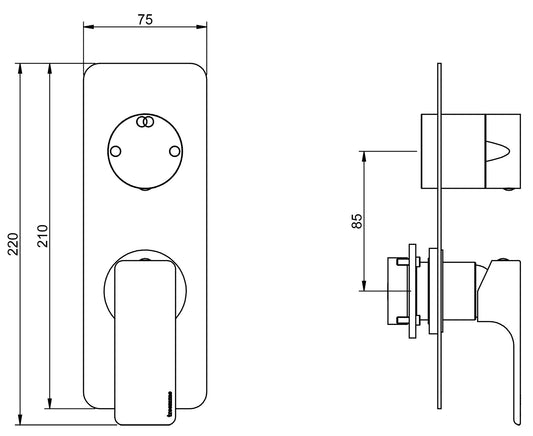 Rubinetterie Treemme 3M Hask RWIT 6AA2 CC 01 + RWIT 22A2 ZZ 01 Miscelatore Monocomando Doccia Incasso Muro Con Deviatore 2 Uscite Meccanico Due Fori 1 Leva Con Piastra Verticale Staffa Per Cartongesso Ottone Cromata Parte Interna Esterna Incluse