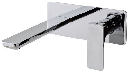 Rubinetterie Treemme 3M Hask RWIT 6AA5 CC 03 + RWIT 51A5 ZZ 01 Miscelatore Lavabo 180 mm Monocomando Incasso a Parete Con Piastra 1 Leva a Destra 2 Fori Stile Moderno Areatore Orientabile Lunghezza 205 mm Ottone Cromato Parte Interna Esterna Incluse