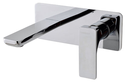 Rubinetterie Treemme 3M Hask RWIT 6AA5 CC BC + RWIT 51A5 ZZ 01 Miscelatore Monocomando Lavabo Incasso 110 Installazione Parete 1 Leva a Destra 2 Fori Meccanico Moderno Con Piastra Orizzontale Lunghezza 135 mm Ottone Cromata Parte Interna Esterna Incluse