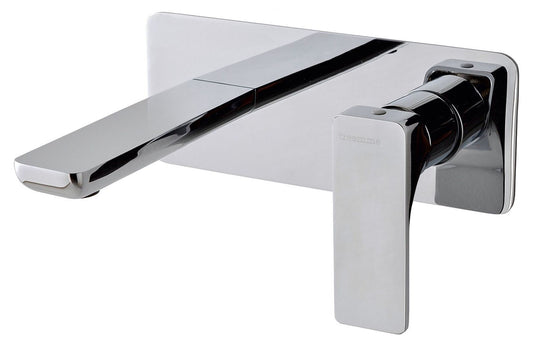 Rubinetterie Treemme 3M Hask RWIT 6AA5 CC BC + RWIT 51A5 ZZ 01 Miscelatore Monocomando Lavabo Incasso 110 Installazione Parete 1 Leva a Destra 2 Fori Meccanico Moderno Con Piastra Orizzontale Lunghezza 135 mm Ottone Cromata Parte Interna Esterna Incluse