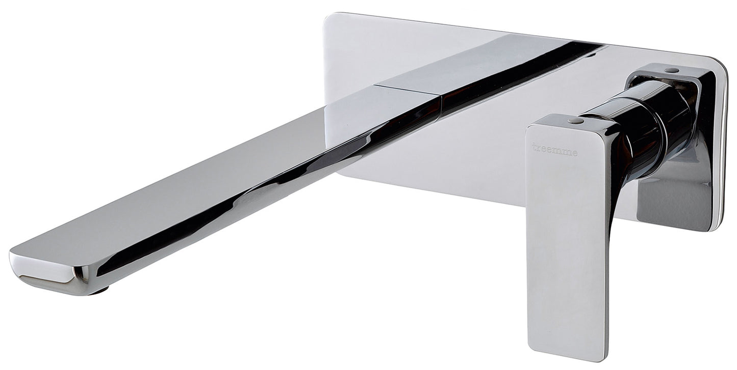 Rubinetterie Treemme 3M Hask RWIT 6AA6 CC 03 + RWIT 51A5 ZZ 01 Miscelatore Lavabo 230 mm Monocomando Incasso a Parete Con Piastra 1 Leva a Destra 2 Fori Stile Moderno Areatore Orientabile Lunghezza 255 mm Ottone Cromato Parte Interna Esterna Incluse