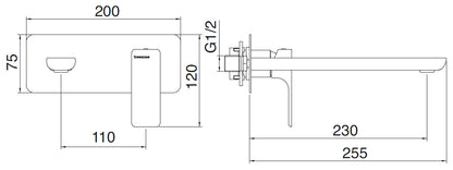 Rubinetterie Treemme 3M Hask RWIT 6AA6 CC 03 + RWIT 51A5 ZZ 01 Miscelatore Lavabo 230 mm Monocomando Incasso a Parete Con Piastra 1 Leva a Destra 2 Fori Stile Moderno Areatore Orientabile Lunghezza 255 mm Ottone Cromato Parte Interna Esterna Incluse