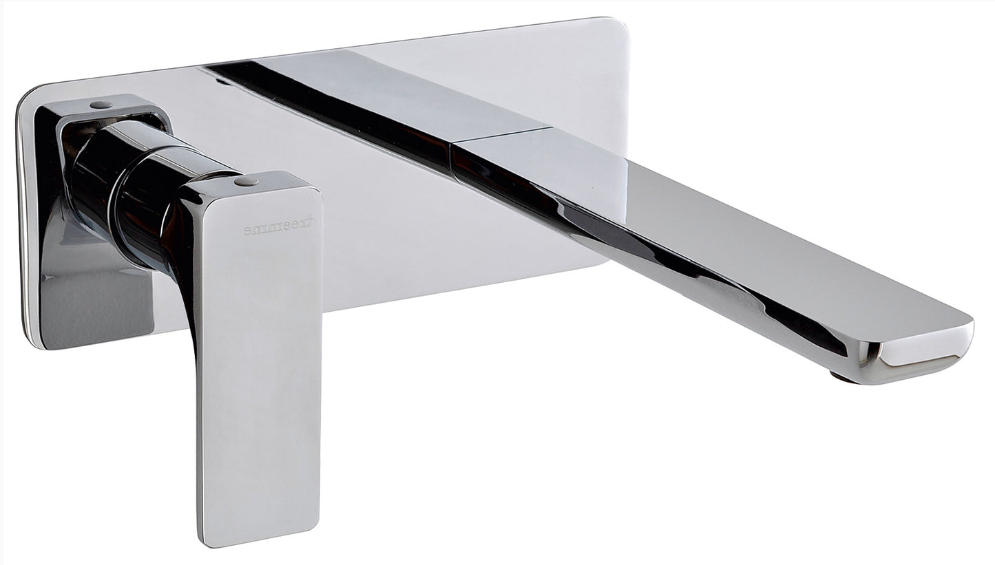 Rubinetterie Treemme 3M Hask RWIT 6AA7 CC 01 + RWIT 51A5 ZZ 01 Miscelatore Lavabo 180 mm Monocomando Incasso a Parete Con Piastra 1 Leva a Sinistra 2 Fori Stile Moderno Areatore Orientabile Lunghezza 205 mm Ottone Cromato Parte Interna Esterna Incluse