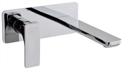 Rubinetterie Treemme 3M Hask RWIT 6AA7 CC 01 + RWIT 51A5 ZZ 01 Miscelatore Lavabo 180 mm Monocomando Incasso a Parete Con Piastra 1 Leva a Sinistra 2 Fori Stile Moderno Areatore Orientabile Lunghezza 205 mm Ottone Cromato Parte Interna Esterna Incluse