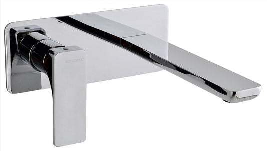 Rubinetterie Treemme 3M Hask RWIT 6AA7 CC 01 + RWIT 51A5 ZZ 01 Miscelatore Lavabo 180 mm Monocomando Incasso a Parete Con Piastra 1 Leva a Sinistra 2 Fori Stile Moderno Areatore Orientabile Lunghezza 205 mm Ottone Cromato Parte Interna Esterna Incluse