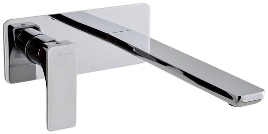 Rubinetterie Treemme 3M Hask RWIT 6AA9 CC 01 + RWIT 51A5 ZZ 01 Miscelatore Lavabo 230 mm Monocomando Incasso a Parete Con Piastra 1 Leva a Sinistra 2 Fori Stile Moderno Areatore Orientabile Lunghezza 255 mm Ottone Cromato Parte Interna Esterna Incluse