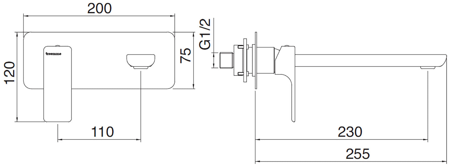 Rubinetterie Treemme 3M Hask RWIT 6AA9 CC 01 + RWIT 51A5 ZZ 01 Miscelatore Lavabo 230 mm Monocomando Incasso a Parete Con Piastra 1 Leva a Sinistra 2 Fori Stile Moderno Areatore Orientabile Lunghezza 255 mm Ottone Cromato Parte Interna Esterna Incluse