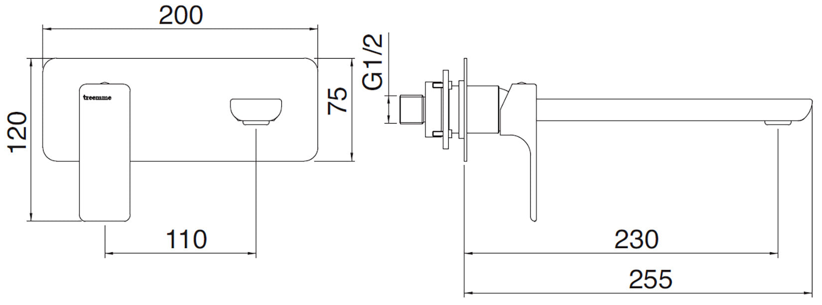 Rubinetterie Treemme 3M Hask RWIT 6AA9 CC 01 + RWIT 51A5 ZZ 01 Miscelatore Lavabo 230 mm Monocomando Incasso a Parete Con Piastra 1 Leva a Sinistra 2 Fori Stile Moderno Areatore Orientabile Lunghezza 255 mm Ottone Cromato Parte Interna Esterna Incluse