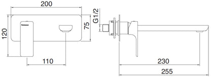 Rubinetterie Treemme 3M Hask RWIT 6AA9 CC 01 + RWIT 51A5 ZZ 01 Miscelatore Lavabo 230 mm Monocomando Incasso a Parete Con Piastra 1 Leva a Sinistra 2 Fori Stile Moderno Areatore Orientabile Lunghezza 255 mm Ottone Cromato Parte Interna Esterna Incluse