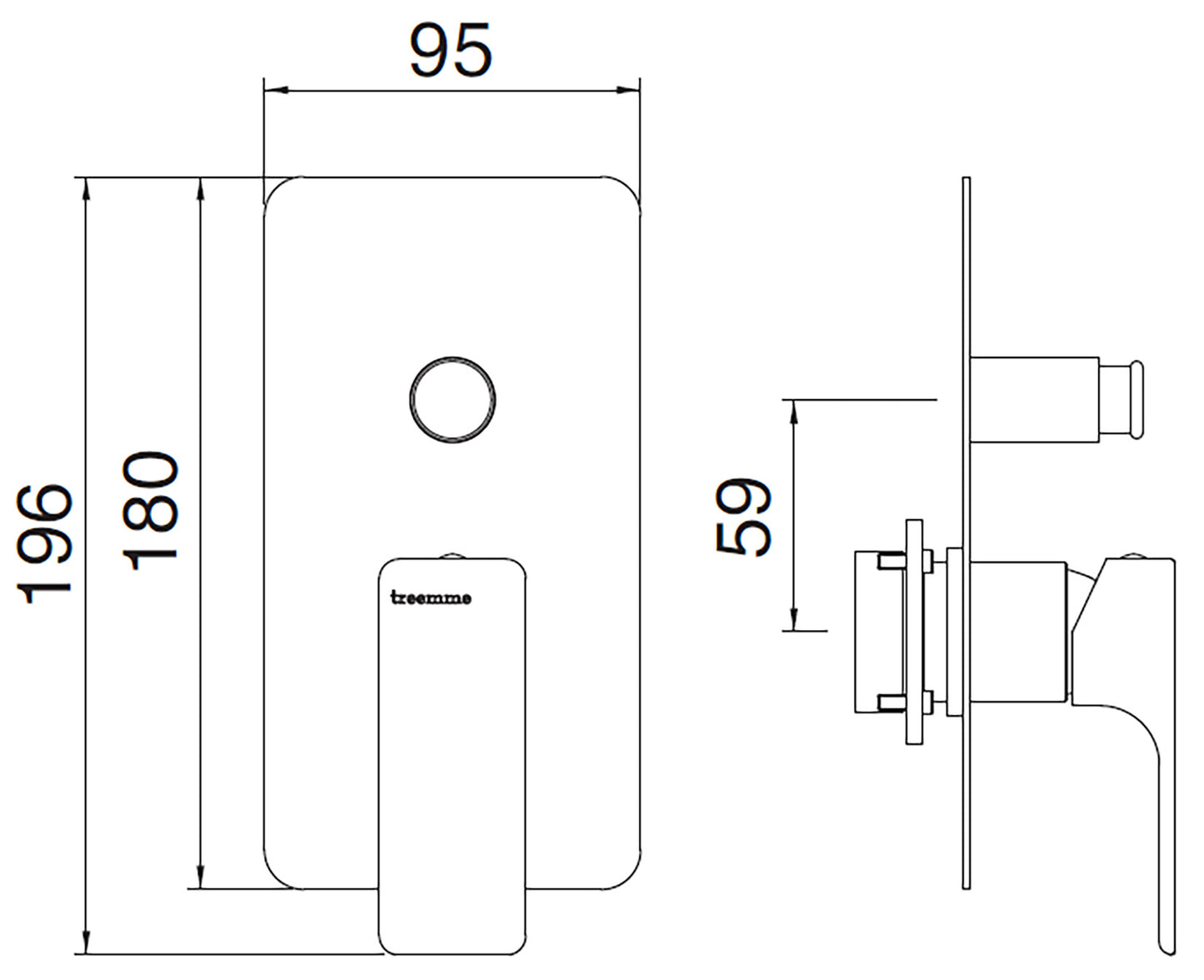 Rubinetterie Treemme 3M Hask RWIT 6AB1 CC 01 + RWIT 51B1 ZZ 03 Miscelatore Monocomando Vasca / Doccia Incasso Muro Meccanico 2 Vie Due Fori 1 Manopola Con Piastra Per Cartongesso Materiale Ottone Finitura Cromata Parte Interna Esterna Incluse