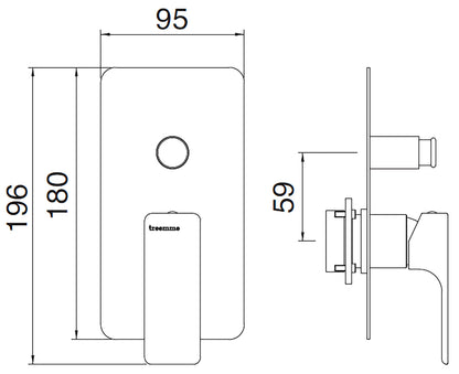 Rubinetterie Treemme 3M Hask RWIT 6AB1 CC 01 + RWIT 51B1 ZZ 03 Miscelatore Monocomando Vasca / Doccia Incasso Muro Meccanico 2 Vie Due Fori 1 Manopola Con Piastra Per Cartongesso Materiale Ottone Finitura Cromata Parte Interna Esterna Incluse