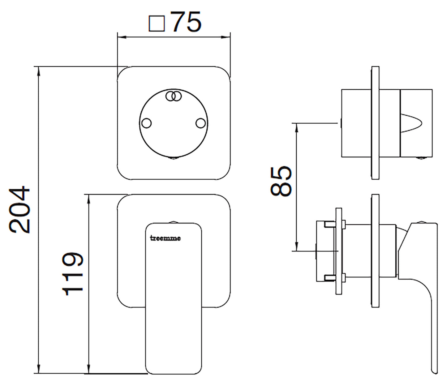 Rubinetterie Treemme 3M Hask RWIT 6AC2 CC 01 + RWIT 22A2 ZZ 01 Miscelatore Monocomando Doccia Incasso Muro Con Deviatore 2 Uscite Meccanico Due Fori 1 Leva Senza Piastra Verticale Staffa Per Cartongesso Ottone Cromata Parte Interna Esterna Incluse