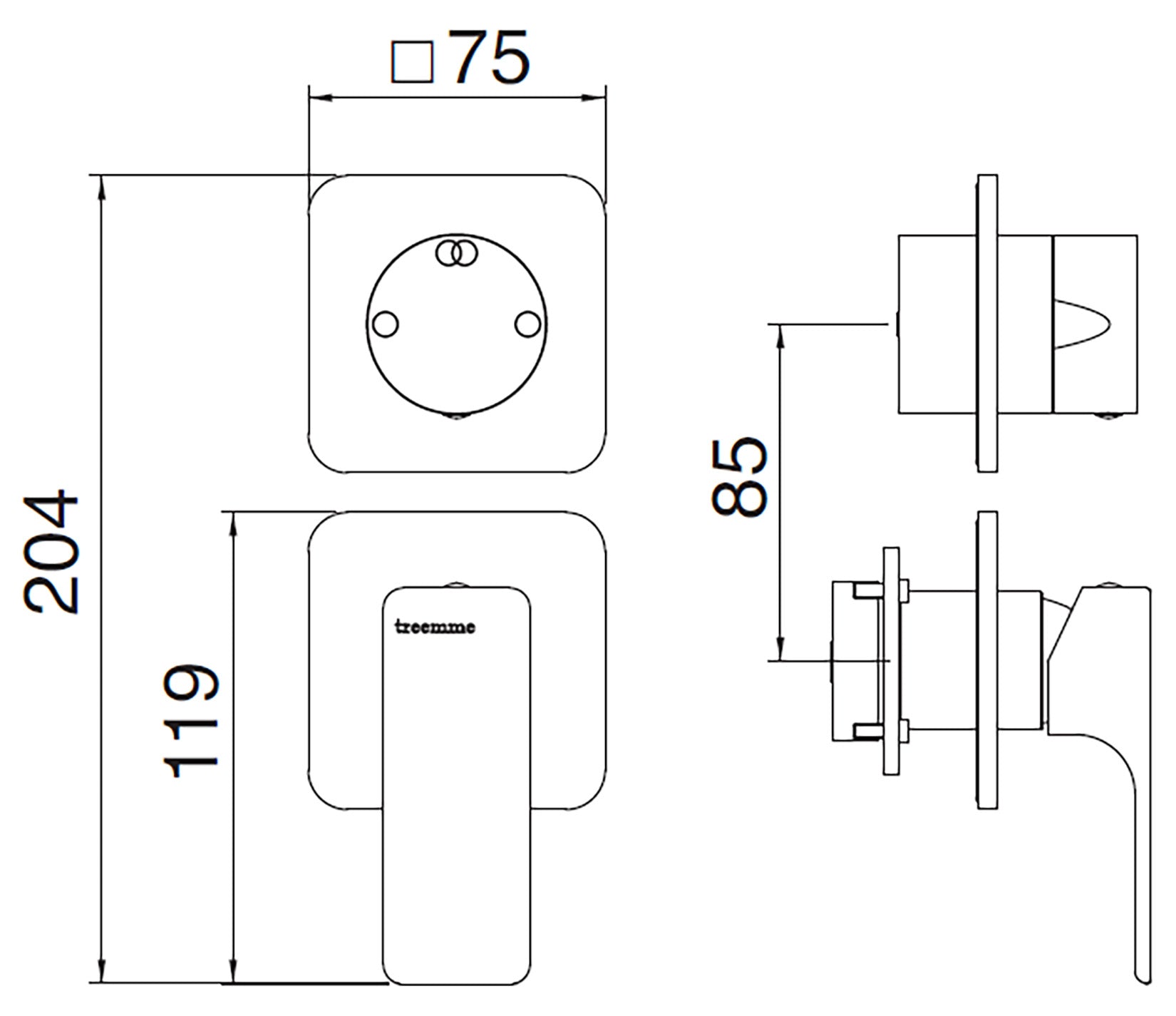 Rubinetterie Treemme 3M Hask RWIT 6AC2 CC 01 + RWIT 22A2 ZZ 01 Miscelatore Monocomando Doccia Incasso Muro Con Deviatore 2 Uscite Meccanico Due Fori 1 Leva Senza Piastra Verticale Staffa Per Cartongesso Ottone Cromata Parte Interna Esterna Incluse