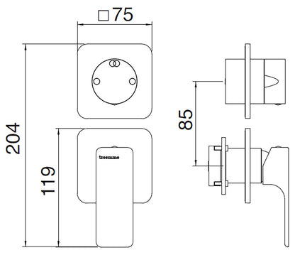 Rubinetterie Treemme 3M Hask RWIT 6AC2 CC 01 + RWIT 22A2 ZZ 01 Miscelatore Monocomando Doccia Incasso Muro Con Deviatore 2 Uscite Meccanico Due Fori 1 Leva Senza Piastra Verticale Staffa Per Cartongesso Ottone Cromata Parte Interna Esterna Incluse