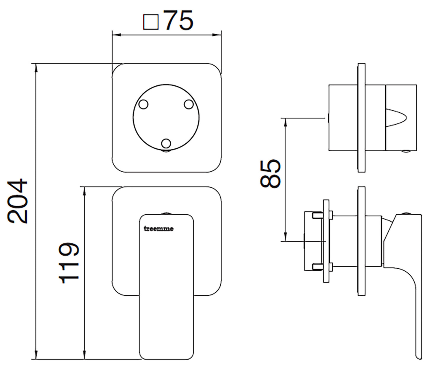 Rubinetterie Treemme 3M Hask RWIT 6AC3 CC 01 + RWIT 22A2 ZZ 01 Miscelatore Monocomando Doccia Incasso Muro Con Deviatore 3 Uscite Meccanico Due Fori 1 Leva Senza Piastra Verticale Staffa Per Cartongesso Ottone Cromata Parte Interna Esterna Incluse
