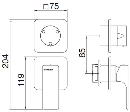 Rubinetterie Treemme 3M Hask RWIT 6AC3 CC 01 + RWIT 22A2 ZZ 01 Miscelatore Monocomando Doccia Incasso Muro Con Deviatore 3 Uscite Meccanico Due Fori 1 Leva Senza Piastra Verticale Staffa Per Cartongesso Ottone Cromata Parte Interna Esterna Incluse