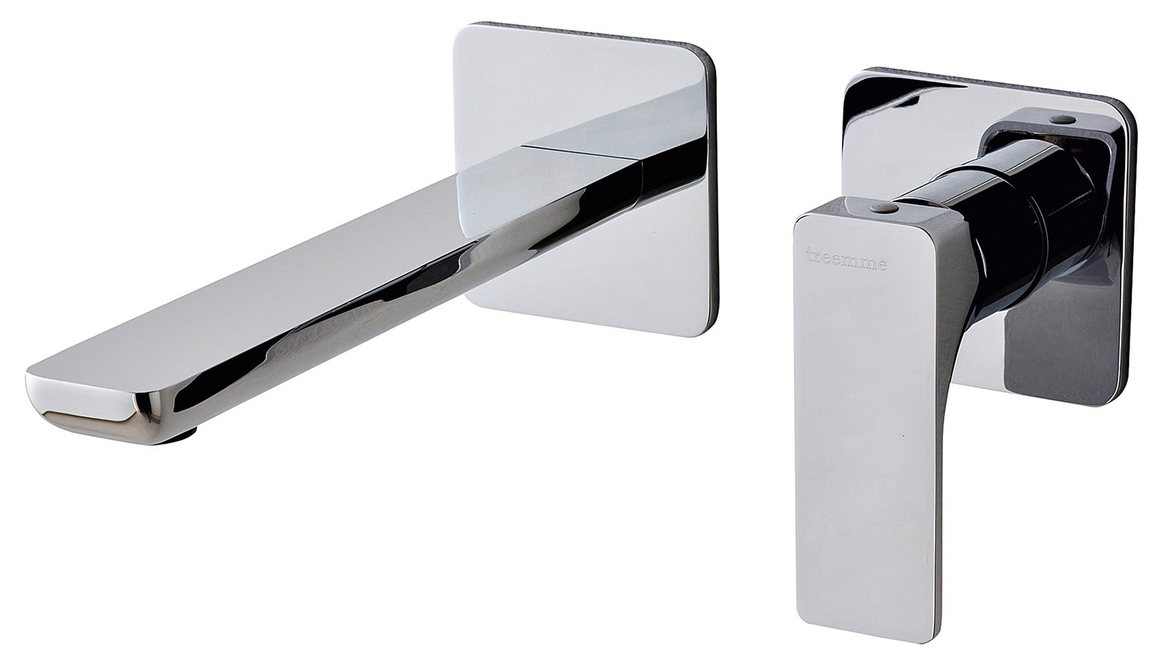 Rubinetterie Treemme 3M Hask RWIT 6AC5 CC 03 + RWIT 51A5 ZZ 01 Miscelatore Lavabo 183 mm Monocomando Incasso a Parete Senza Piastra 1 Leva a Destra 2 Fori Stile Moderno Areatore Orientabile Lunghezza 208 mm Ottone Cromato Parte Interna Esterna Incluse