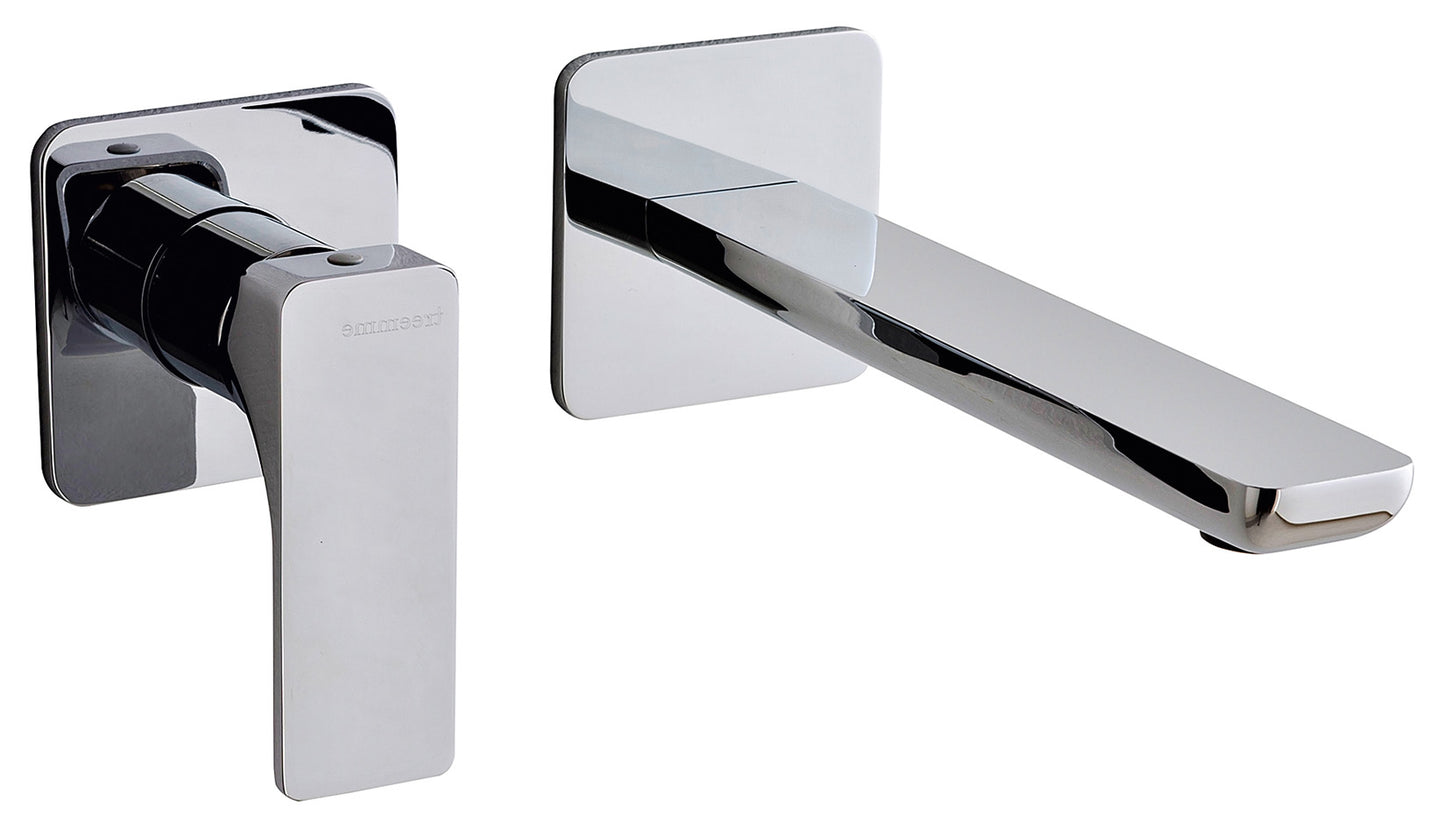 Rubinetterie Treemme 3M Hask RWIT 6AC7 CC 01 + RWIT 51A5 ZZ 01 Miscelatore Lavabo 183 mm Monocomando Incasso a Parete Senza Piastra 1 Leva a Sinistra 2 Fori Stile Moderno Areatore Orientabile Lunghezza 208 mm Ottone Cromato Parte Interna Esterna Incluse