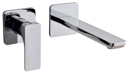 Rubinetterie Treemme 3M Hask RWIT 6AC7 CC 01 + RWIT 51A5 ZZ 01 Miscelatore Lavabo 183 mm Monocomando Incasso a Parete Senza Piastra 1 Leva a Sinistra 2 Fori Stile Moderno Areatore Orientabile Lunghezza 208 mm Ottone Cromato Parte Interna Esterna Incluse