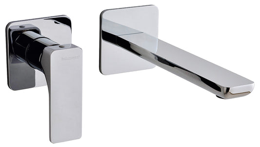 Rubinetterie Treemme 3M Hask RWIT 6AC7 CC 01 + RWIT 51A5 ZZ 01 Miscelatore Lavabo 183 mm Monocomando Incasso a Parete Senza Piastra 1 Leva a Sinistra 2 Fori Stile Moderno Areatore Orientabile Lunghezza 208 mm Ottone Cromato Parte Interna Esterna Incluse