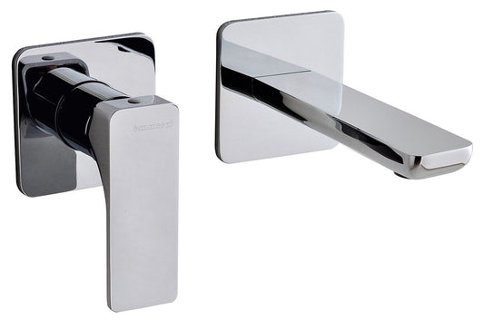 Rubinetterie Treemme 3M Hask RWIT 6AC7 CC BC + RWIT 51A5 ZZ 01 Miscelatore Monocomando Lavabo Incasso 110 Installazione Parete 1 Leva a Sinistra 2 Fori Meccanico Moderno Posizione Orizzontale Lunghezza 135 mm Ottone Cromata Parte Interna Esterna Incluse