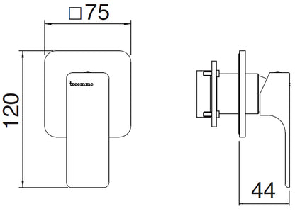 Rubinetterie Treemme 3M Hask RWIT 6AC8 CC 03 + RWIT 51A8 ZZ 03 Miscelatore Monocomando Remoto Lavabo Doccia Incasso Muro Meccanico 1 Uscita Senza Piastra Monoforo 1 Manopola Materiale Ottone Finitura Cromata Parte Interna Esterna Incluse
