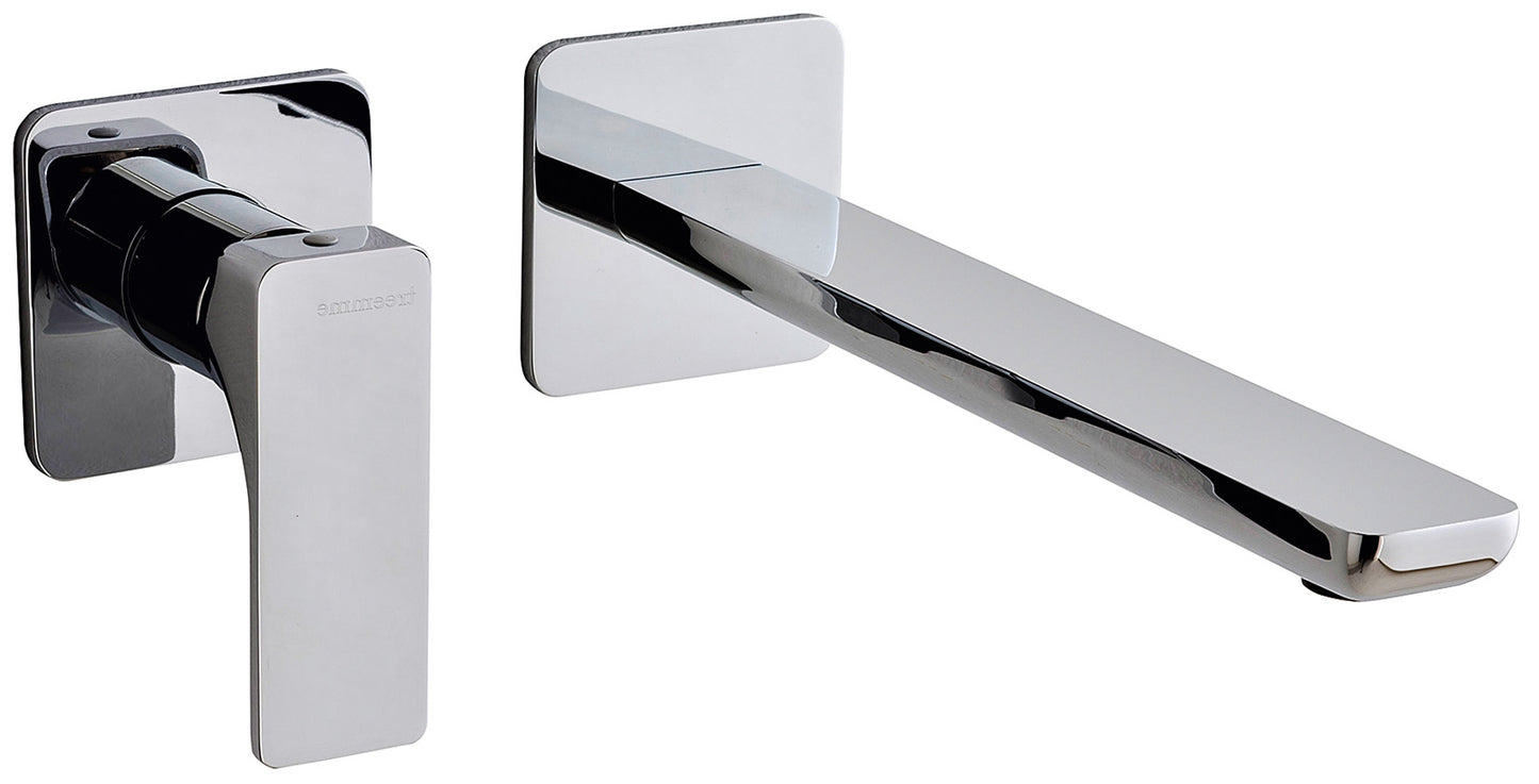 Rubinetterie Treemme 3M Hask RWIT 6AC9 CC 01 + RWIT 51A5 ZZ 01 Miscelatore Lavabo 233 mm Monocomando Incasso a Parete Senza Piastra 1 Leva a Sinistra 2 Fori Stile Moderno Areatore Orientabile Lunghezza 258 mm Ottone Cromato Parte Interna Esterna Incluse