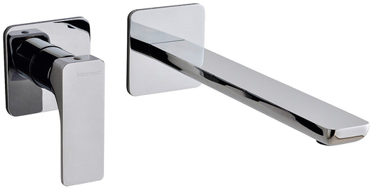 Rubinetterie Treemme 3M Hask RWIT 6AC9 CC 01 + RWIT 51A5 ZZ 01 Miscelatore Lavabo 233 mm Monocomando Incasso a Parete Senza Piastra 1 Leva a Sinistra 2 Fori Stile Moderno Areatore Orientabile Lunghezza 258 mm Ottone Cromato Parte Interna Esterna Incluse