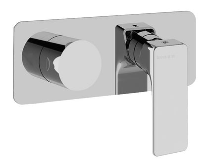 Rubinetterie Treemme 3M Hask RWIT 6AE2 CC 01 + RWIT 22A2 ZZ 01 Miscelatore Monocomando Doccia Incasso Muro Con Deviatore 2 Uscite Meccanico Due Fori 1 Leva Con Piastra Orizzontale Staffa Per Cartongesso Ottone Cromata Parte Interna Esterna Incluse