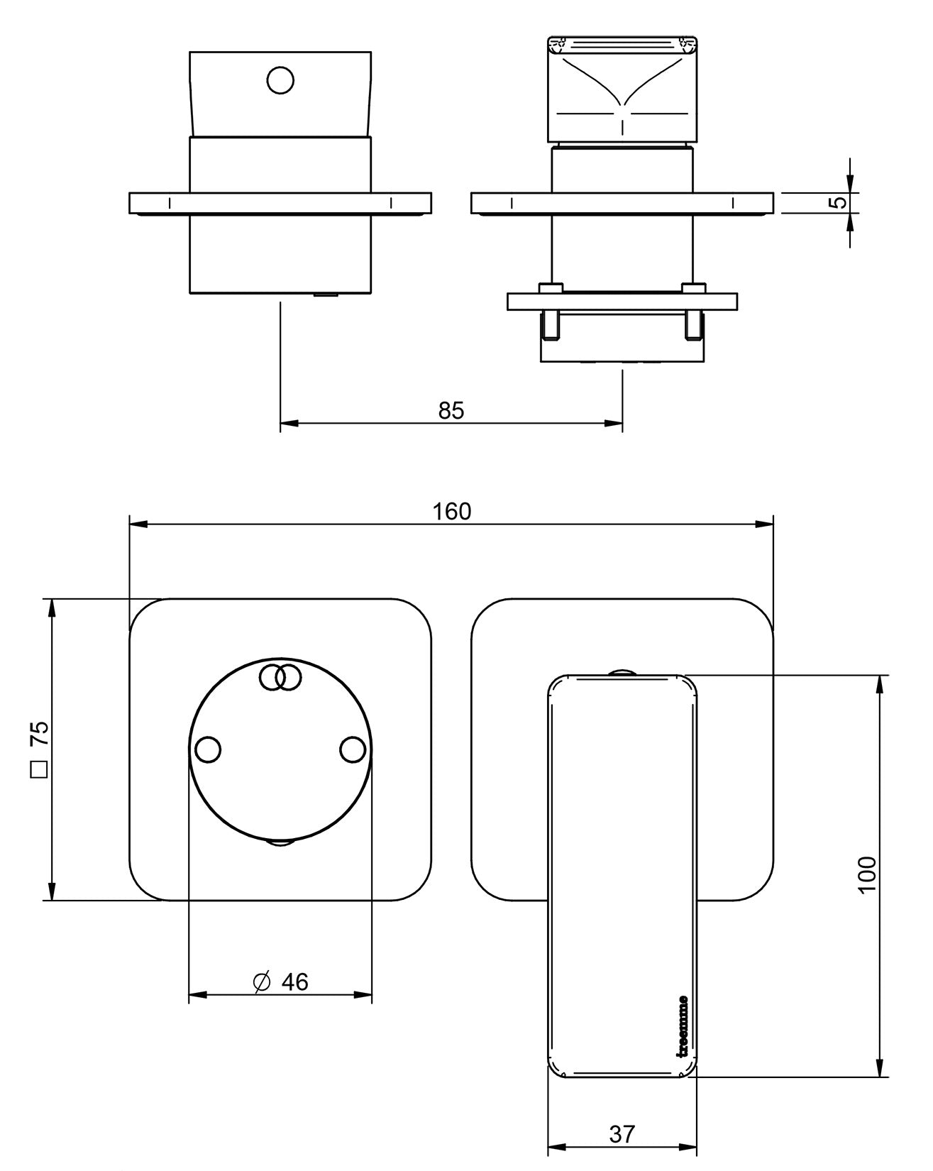 Rubinetterie Treemme 3M Hask RWIT 6AF2 CC 01 + RWIT 22A2 ZZ 01 Miscelatore Monocomando Doccia Incasso Muro Con Deviatore 2 Uscite Meccanico Due Fori 1 Leva Senza Piastra Orizzontale Staffa Per Cartongesso Ottone Cromata Parte Interna Esterna Incluse