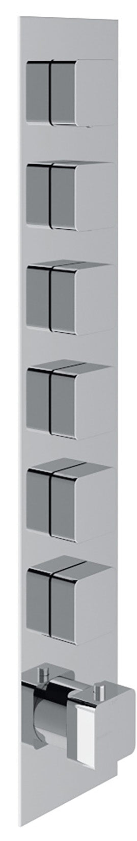 Rubinetterie Treemme 3M Hask RWIT 7264 CC 77 + RWIT 7264 ZZ 30 Miscelatore Termostatico Doccia Incasso Muro 6 Uscite 7 Fori 1 Leva Con Piastra Doppio Orientamento Materiale Ottone Finitura Cromata Parte Interna Esterna Incluse