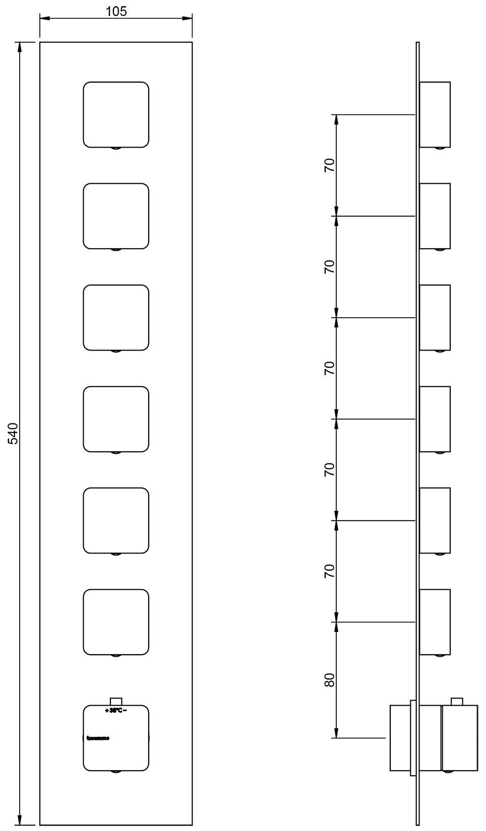 Rubinetterie Treemme 3M Hask RWIT 7264 CC 77 + RWIT 7264 ZZ 30 Miscelatore Termostatico Doccia Incasso Muro 6 Uscite 7 Fori 1 Leva Con Piastra Doppio Orientamento Materiale Ottone Finitura Cromata Parte Interna Esterna Incluse