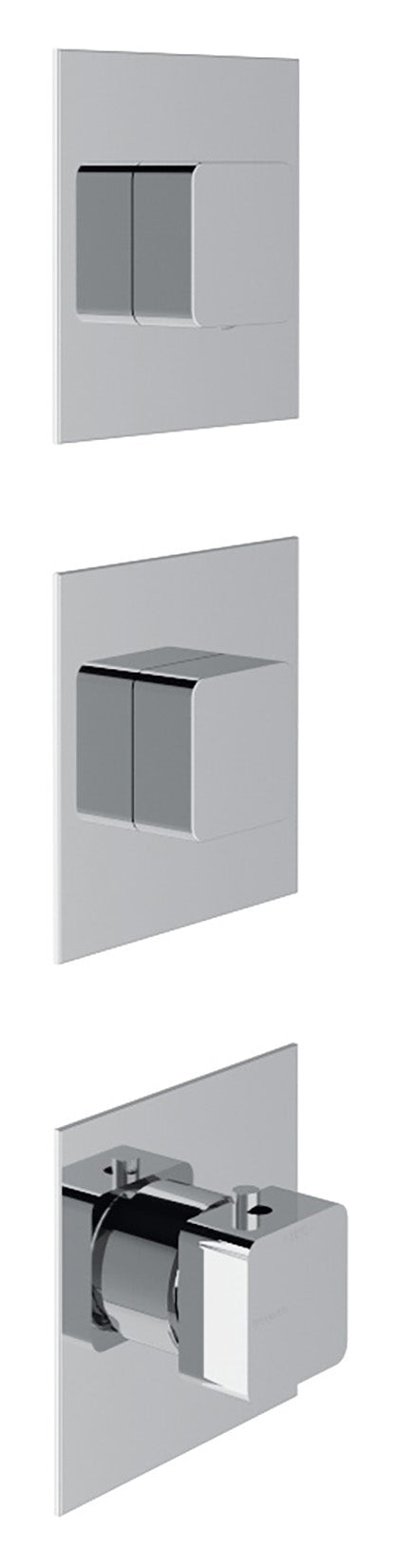 Rubinetterie Treemme 3M Hask RWIT 7274 CC 77 + RWIT 7274 ZZ 40 Miscelatore Termostatico Doccia Incasso Muro 2 Uscite 3 Fori 1 Leva Senza Piastra Doppio Orientamento Materiale Ottone Finitura Cromata Parte Interna Esterna Incluse