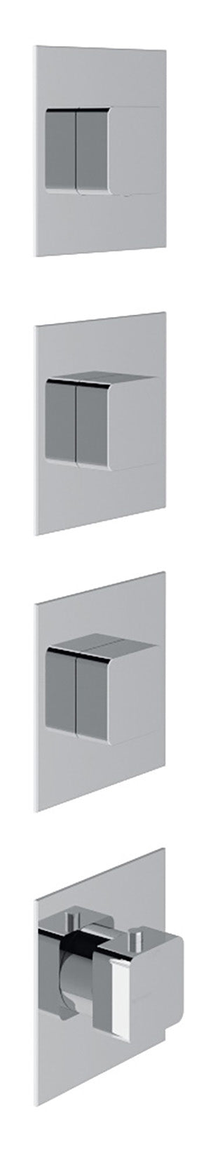 Rubinetterie Treemme 3M Hask RWIT 7275 CC 77 + RWIT 7275 ZZ 40 Miscelatore Termostatico Doccia Incasso Muro 3 Uscite 4 Fori 1 Leva Senza Piastra Doppio Orientamento Materiale Ottone Finitura Cromata Parte Interna Esterna Incluse